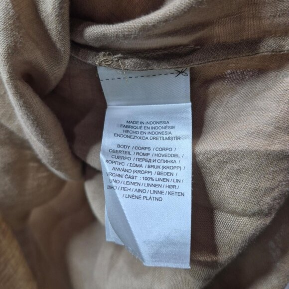 Lauren Ralph Lauren Top Womens 3X Beige 100% Linen Button Up Shirt Long Sleeve - Picture 5 of 8